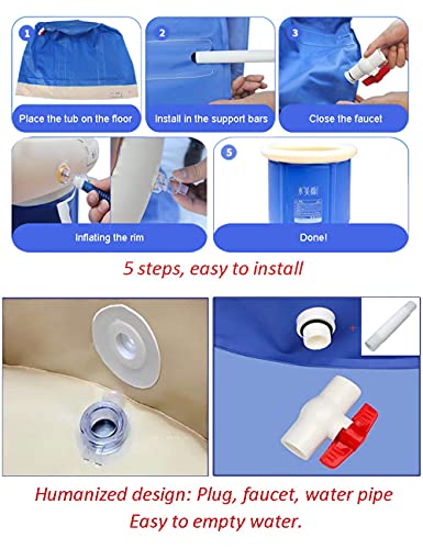 Plegable bañera de barril del baño de tina de baño de adultos inflable, bañera cubo de plástico grueso. (Tamaño : M)