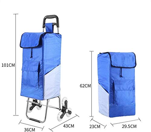 Plegable cesta de la compra, carrito de la compra Subir escaleras Compras Con 6 Ruedas de ultramarinos Utilidad de la Cesta de la compra for arriba y abajo Escalera plegable cesta de la compra plegabl