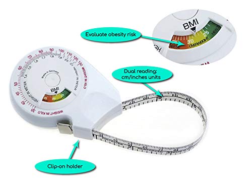 Plicometro Slim Guide Kit AnthroFlex con Cinta Métrica IMC, Bolsa de Transporte, Manual con Tablas para Medir Grasa Corporal - Calibre de Alta Precisión para Estudiantes y Profesionales (Blanco)