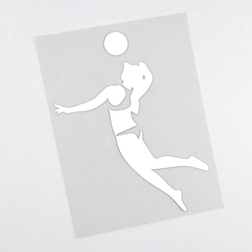 PMSMT 2 pegatinas de coche creatividad, playa, voleibol, deportes, vinilo para coche, color negro/plateado, 11 x 15, 7 cm, color plateado