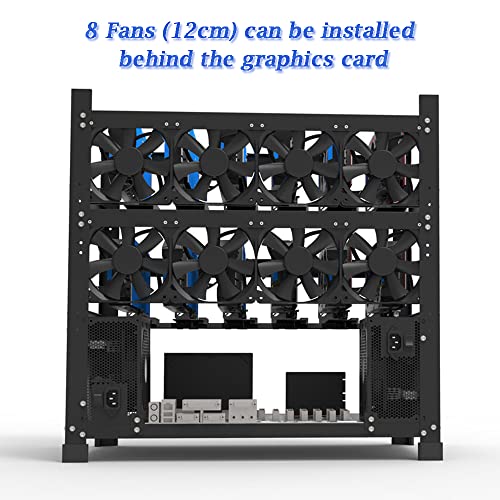 PNGOS Mining Rig Frame,Mining Case Rack hasta 12GPU,Caja de Marco de Minería al Aire Libre Adecuado para Fuente de Alimentación ATX Accesorios de Extracción de Tarjetas GráFicas Herramientas