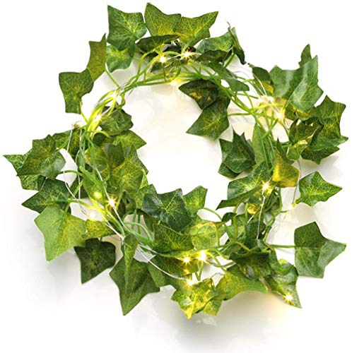 POCKETMAN Artificial Ivy Garland Plantas Falsas con 100 LED de luz de Cadena Hogar Cocina Jardín Oficina Boda Decoración de Pared Oficina Boda Decoración de Pared 12 Pack