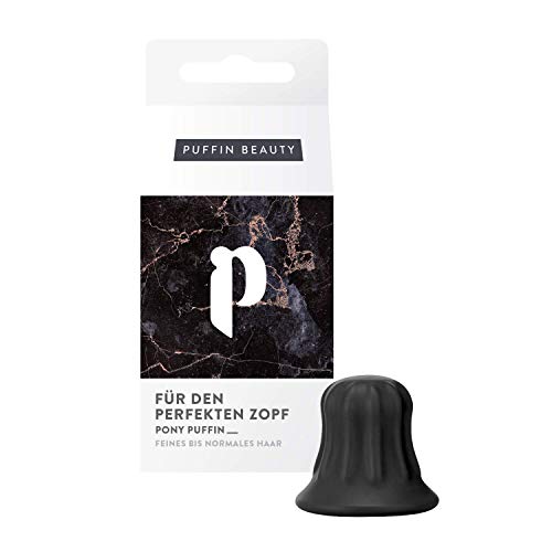 Pony Puffin Coletero de Silicona Original para Pelo - Accesorio Transparente Para Cabellos de Mujer o Niña - Alternativa de Gomas, Cintas, Pañuelos y Diademas para Sujetar la Coleta - Negro