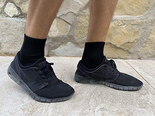 POPYS Calcetines de tenis corte medio para hombre 6 Pares Negro 40-46