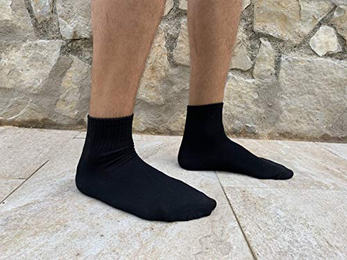 POPYS Calcetines de tenis corte medio para hombre 6 Pares Negro 40-46