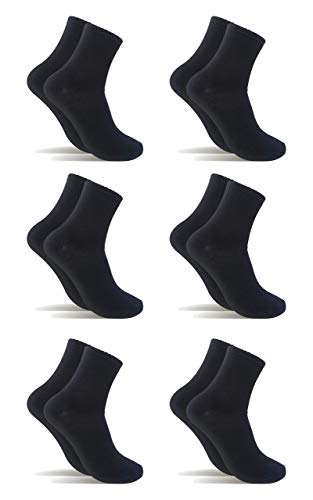 POPYS Calcetines de tenis corte medio para hombre 6 Pares Negro 40-46