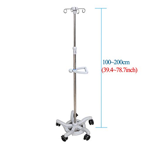 Porta Sueros Soporte de Infusión de Acero Inoxidable con Un Diámetro de 57 Cm (22,4 Pulgadas), Material ABS, Base Grande, 25 Kg, Soporte de Infusión, Altura Ajustable, Móvil con Asa, Adecuado para H