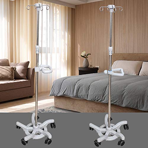 Porta Sueros Soporte de Infusión de Acero Inoxidable con Un Diámetro de 57 Cm (22,4 Pulgadas), Material ABS, Base Grande, 25 Kg, Soporte de Infusión, Altura Ajustable, Móvil con Asa, Adecuado para H