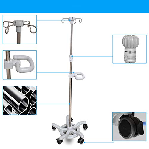 Porta Sueros Soporte de Infusión de Acero Inoxidable con Un Diámetro de 57 Cm (22,4 Pulgadas), Material ABS, Base Grande, 25 Kg, Soporte de Infusión, Altura Ajustable, Móvil con Asa, Adecuado para H