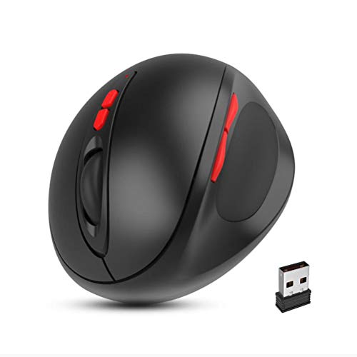 Portátil Ratón Inalámbrico Ratón óptico Ergonómico Vertical Inalámbrico 2.4g, Prevención De Codo De Tenista/enfermedad Del Ratón Protege Especialmente El Brazo Inalámbrico Multifuncional, Black