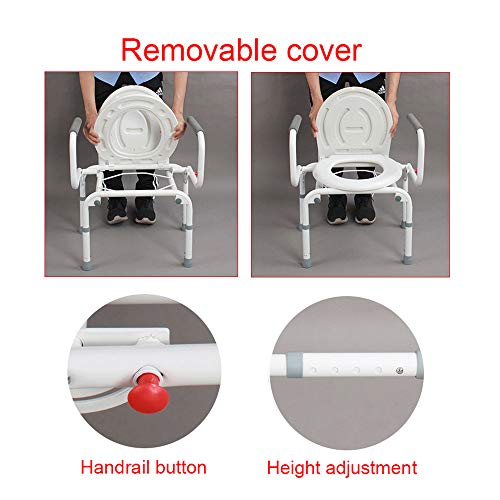 portátil Silla Inodoro, Silla de Ducha, fácil Transferencia de abandono Brazo de la Silla de Ducha, de Acero de Alta Resistencia, Montaje sin Herramientas fáciles, Blanco