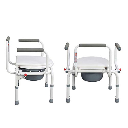 portátil Silla Inodoro, Silla de Ducha, fácil Transferencia de abandono Brazo de la Silla de Ducha, de Acero de Alta Resistencia, Montaje sin Herramientas fáciles, Blanco