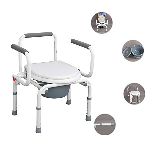 portátil Silla Inodoro, Silla de Ducha, fácil Transferencia de abandono Brazo de la Silla de Ducha, de Acero de Alta Resistencia, Montaje sin Herramientas fáciles, Blanco