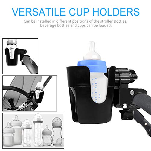 Portavasos para Manillar de Silla de Paseo, Portavasos Carrito Bebe Universal Ajustable 360 Grados de Rotación con una Gancho, Soporte Botella para Cochecitos de Bebé y Sillas de Ruedas