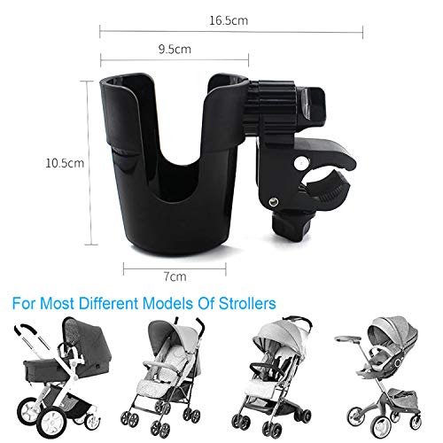 Portavasos para Manillar de Silla de Paseo, Portavasos Carrito Bebe Universal Ajustable 360 Grados de Rotación con una Gancho, Soporte Botella para Cochecitos de Bebé y Sillas de Ruedas