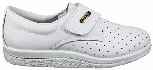 Postigo 1 -Zapato Sanitario Anatómico Velcro Piel Unisex (39 EU, Blanco)