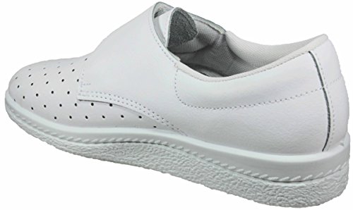 Postigo 1 -Zapato Sanitario Anatómico Velcro Piel Unisex (39 EU, Blanco)