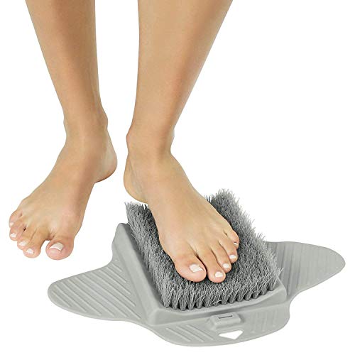 Powcan Fregadora para pies de ducha Cepillo para pisos de bañera para la limpieza de suelas de pies y callos - Ventosas antideslizantes, mascarilla de masaje de acupresión Limpiador de pies