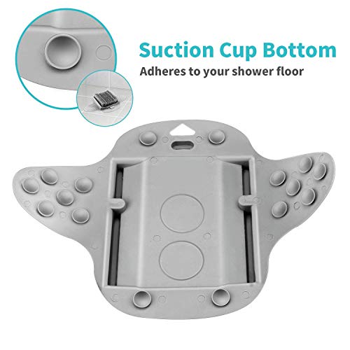 Powcan Fregadora para pies de ducha Cepillo para pisos de bañera para la limpieza de suelas de pies y callos - Ventosas antideslizantes, mascarilla de masaje de acupresión Limpiador de pies