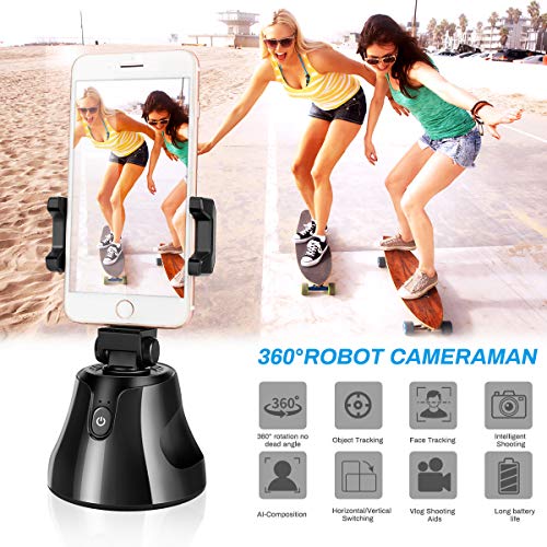Powcan Portable Selfie Stick Inteligente Todo en uno, Gira 360 ° Rastreo automático de rostros y Objetos Vlog Shooting Smartphone Mount Holder