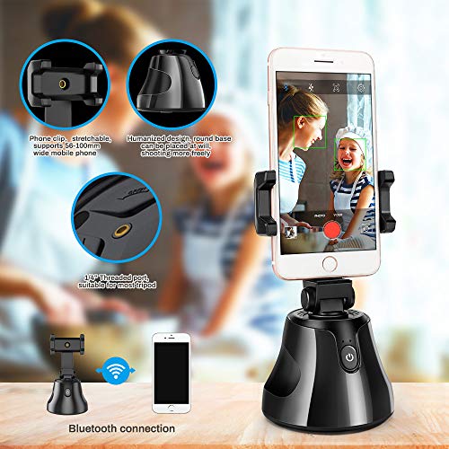 Powcan Portable Selfie Stick Inteligente Todo en uno, Gira 360 ° Rastreo automático de rostros y Objetos Vlog Shooting Smartphone Mount Holder