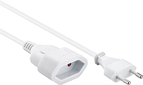 Premium Cord - Cable alargador (230 V, 3 m, Enchufe Europeo con Enchufe Europeo y Hembra, Cable alargador para 230 V, Enchufe), Color Blanco