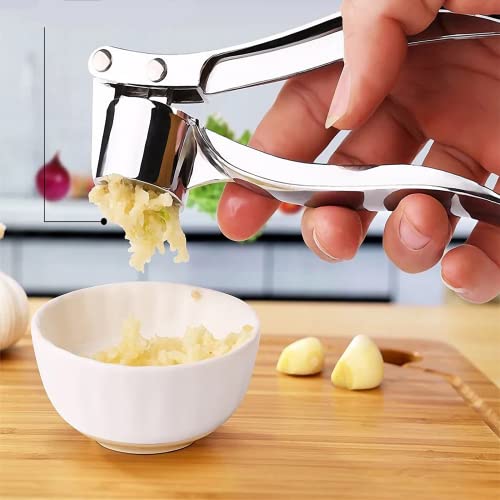 Prensa Ajos Exprimidor de Ajos inoxidable, Prensa Manual de Ajos ahorro de mano de obra para el chef casero, apto para lavavajillas, fácil de limpiar.
