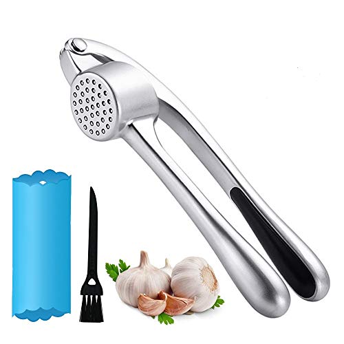Prensa de ajos Trongle - Trituradora de ajos con pelador fácil, gruesa, duradera aleación de zinc de alta resistencia, agarre fácil para el hogar, cocina y fácil de limpiar
