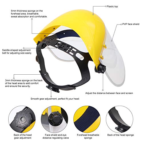PRETYZOOM - Mascarilla con trinquete de seguridad y visera transparente, escudo protector para el trabajo con madera, moldeo, soldadura, cortes