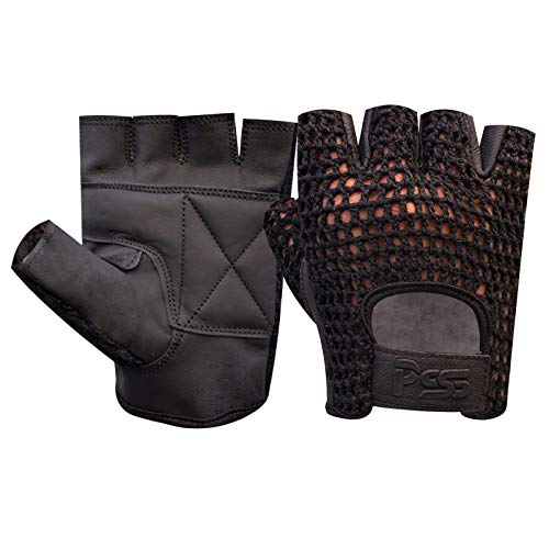 Prime Cuero calidad cuero auténtico red Suave Verano Mitones para Peso Entrenamiento Bicicleta Silla de ruedas Gimnasio etc. MEDIANA