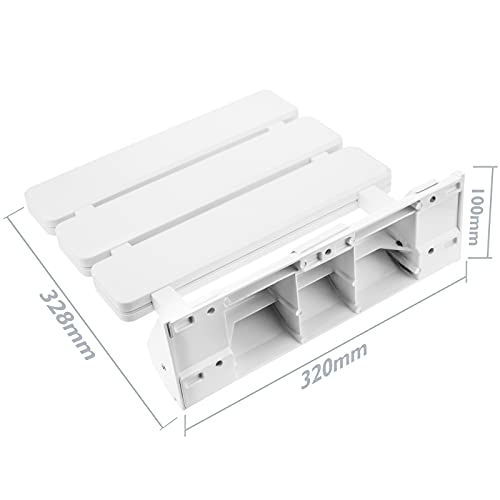 PrimeMatik - Asiento de Ducha abatible. Silla Plegable para Ancianos de plástico y Aluminio Blanco 320x328mm