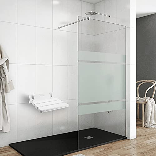 PrimeMatik - Asiento de Ducha abatible. Silla Plegable para Ancianos de plástico y Aluminio Blanco 320x328mm