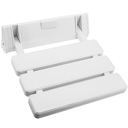 PrimeMatik - Asiento de Ducha abatible. Silla Plegable para Ancianos de plástico y Aluminio Blanco 320x328mm
