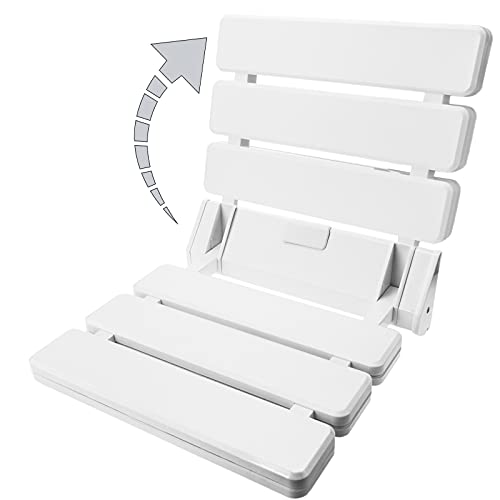 PrimeMatik - Asiento de Ducha abatible. Silla Plegable para Ancianos de plástico y Aluminio Blanco 320x328mm