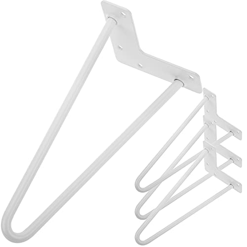PrimeMatik - Pies para Mesa y Mueble Patas en Acero 2 Varillas 30 cm Blanco 4-Pack