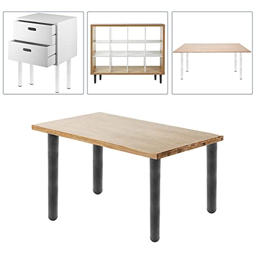 PrimeMatik - Pies Redondos para Mesa y Mueble. Patas en Acero Negras de 75cm 4-Pack