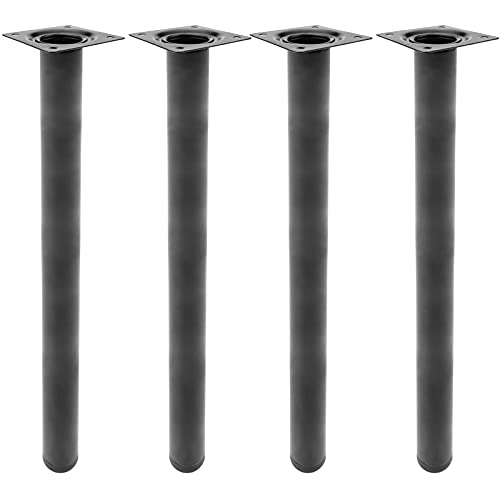 PrimeMatik - Pies Redondos para Mesa y Mueble. Patas en Acero Negras de 75cm 4-Pack