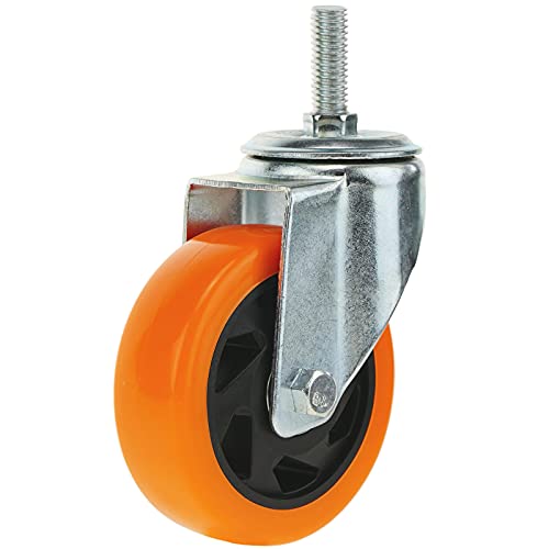 PrimeMatik - Rueda pivotante industrial de poliuretano sin freno 100 mm M12