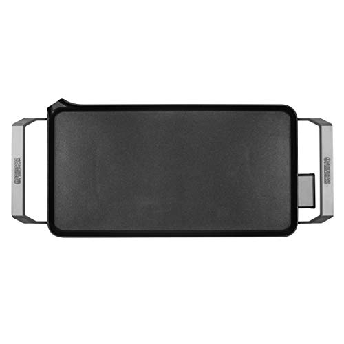 Princess 103100 Table Chef Premium, 23 x 43 cm, Plancha para cocinar sin aceite de aluminio fundido con revestimiento antiadherente, Grandes asas frías al tacto, Termostato regulable, 2000 W