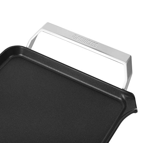 Princess 103100 Table Chef Premium, 23 x 43 cm, Plancha para cocinar sin aceite de aluminio fundido con revestimiento antiadherente, Grandes asas frías al tacto, Termostato regulable, 2000 W
