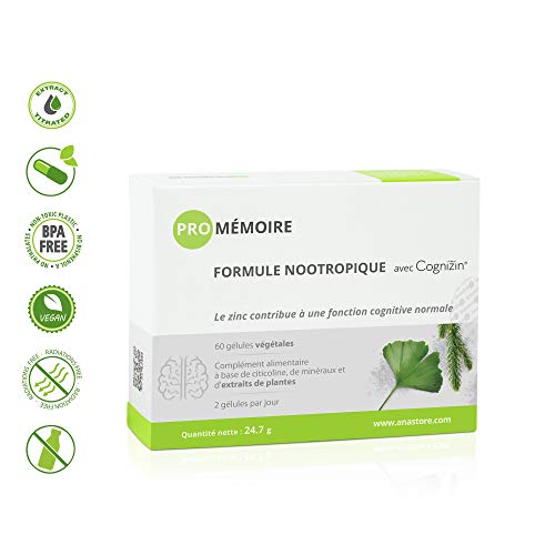 PRO MEMORIA * 337 mg / 60 cápsulas * Fórmula nootrópica con extractos titulados * Cerebro (memoria)
