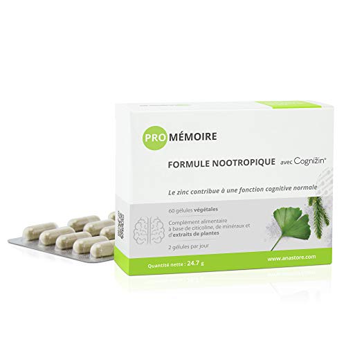 PRO MEMORIA * 337 mg / 60 cápsulas * Fórmula nootrópica con extractos titulados * Cerebro (memoria)