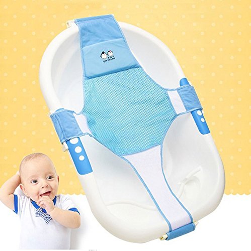 Proca Asiento de baño para bebé recién nacido con red para bañera o ducha, malla de baño, soporte para asiento de cuna para bañera (azul)
