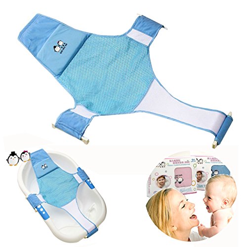 Proca Asiento de baño para bebé recién nacido con red para bañera o ducha, malla de baño, soporte para asiento de cuna para bañera (azul)