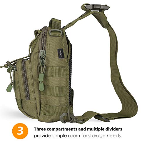 Procase Bandolera Táctica Hombre, Bolsa Militar de Deporte al Aire Libre, Mochila Cruzada Hombro Multifuncional para Cazar, Acampada y Senderismo -Verde