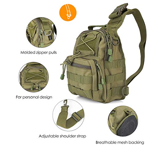 Procase Bandolera Táctica Hombre, Bolsa Militar de Deporte al Aire Libre, Mochila Cruzada Hombro Multifuncional para Cazar, Acampada y Senderismo -Verde
