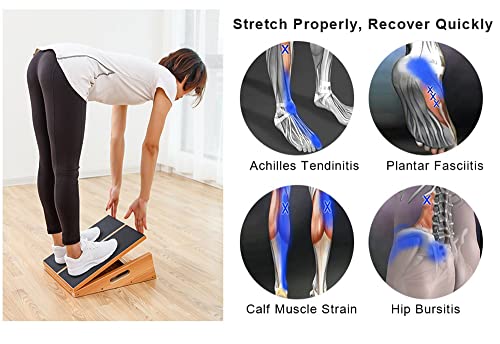 Professional Wooden Slant Board, Adjustable Incline Board and Calf Stretcher,for Portability
