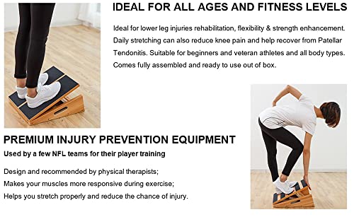 Professional Wooden Slant Board, Adjustable Incline Board and Calf Stretcher,for Portability