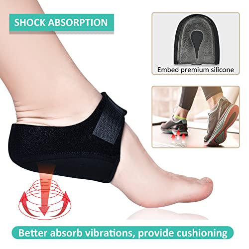 Protector de Talon, 2 Pares Talon Gel, Calcetin Talonera con Almohadilla de Gel Suave, Protector Talones Silicona, Talonera Silicona, Para Fascitis Plantar, Espolones Tacón, Alivia el Dolor de Talón.