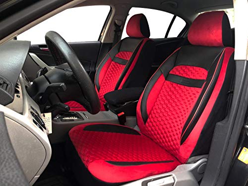 Protectores de Las Fundas de los Asientos de Coche V2110659 Negro-Rojo Aplicaciones de Cuero Artificial en Asientos Delanteros Accesorios de automoción